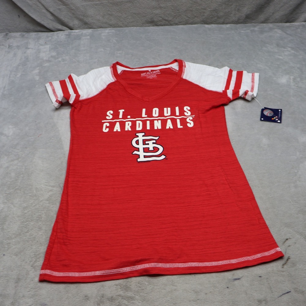 St. Louis Cardinals Shirt Womens Large Soft As A Grape Red MLB Raglan Sleeve